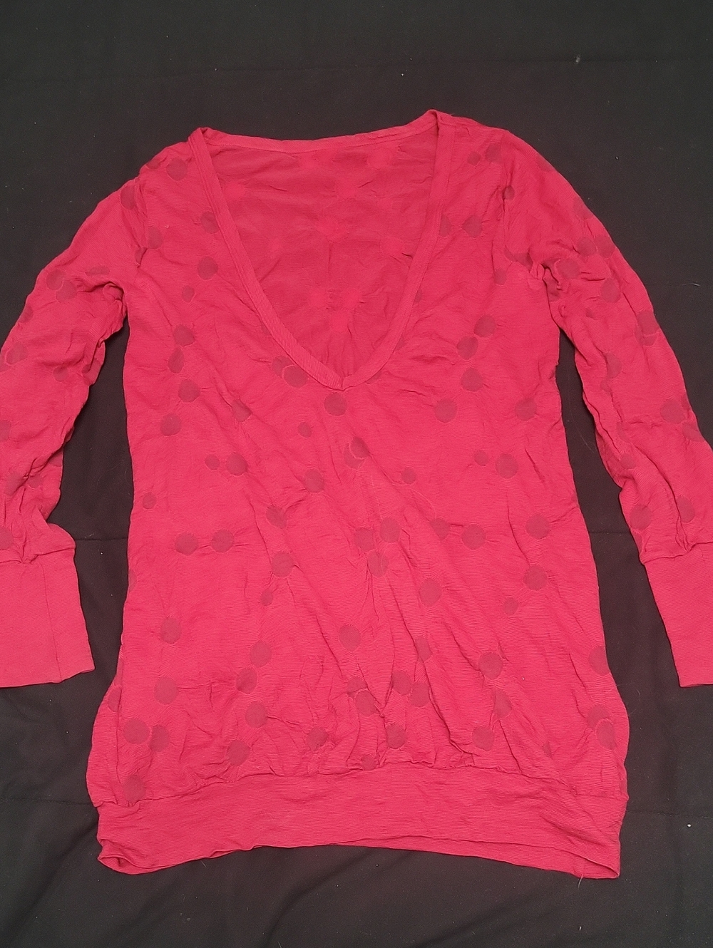 Metalicus Australia Red Textured Polka Dot Burnout Knit Top One Size